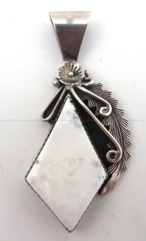 Navajo White Buffalo and sterling silver pendant by Peterson Johnson