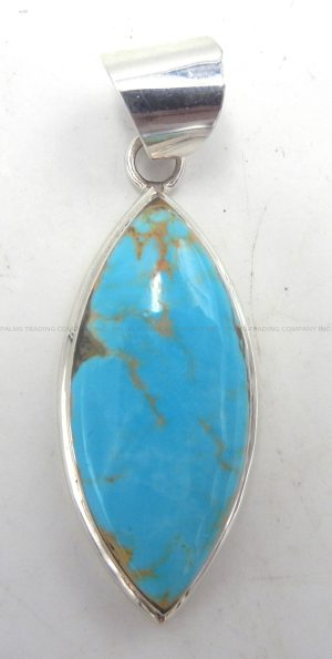 Navajo Kingman turquoise and sterling silver pendant