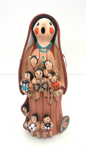 Jemez large standing female storyteller with seven children by Diane Lucero