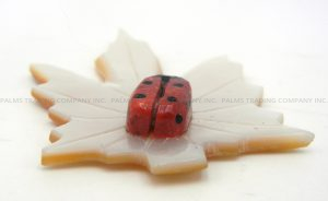Zuni Cheryl Beyuka Carved Multi-Stone Ladybug on Maple Leaf Fetish
