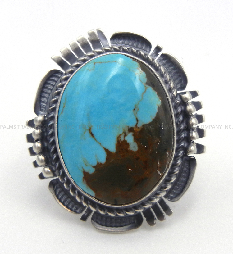 Navajo #8 turquoise and sterling silver ring by Bennie Ration