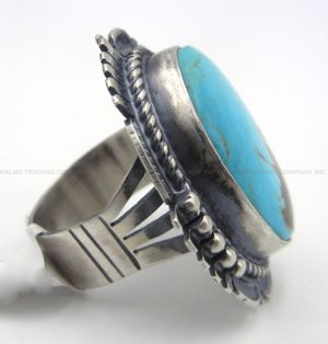 Navajo Bennie Ration #8 Turquoise and Sterling Silver Ring