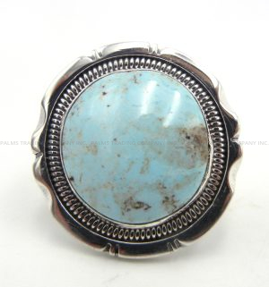 Navajo Dry Creek turquoise and sterling silver ring by Rydell Billie