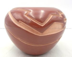 Santa Clara Vickie Martinez Handmade Red Carved and Polished Avanyu Bowl