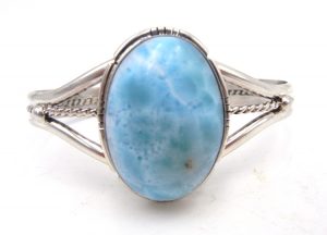 Navajo larimar and sterling silver cuff bracelet