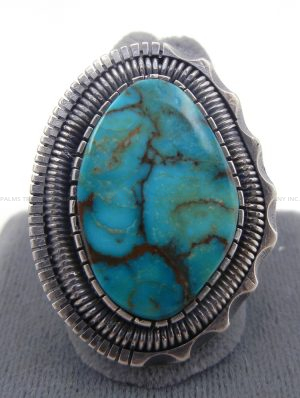 Navajo Turquoise Mountain turquoise and sterling silver ring