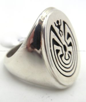 Navajo Sterling Silver Overlay Man in the Maze Ring