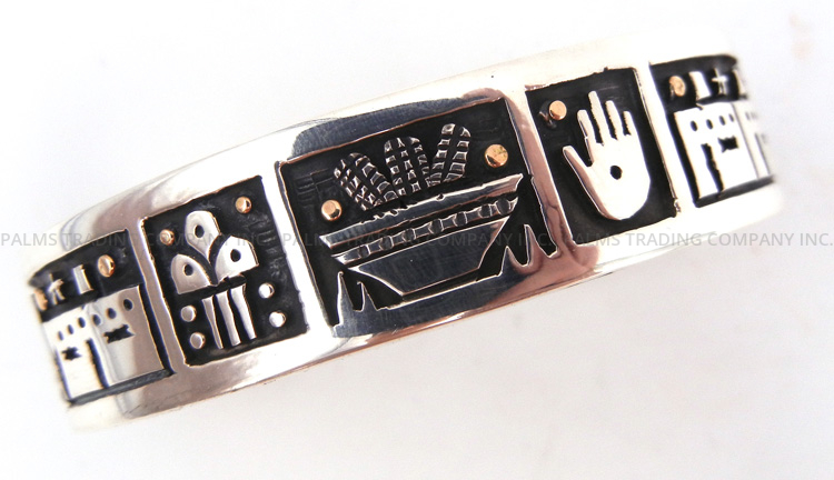 Sant Domingo sterling silver and 14k gold overlay cuff bracelet by Joseph Coriz
