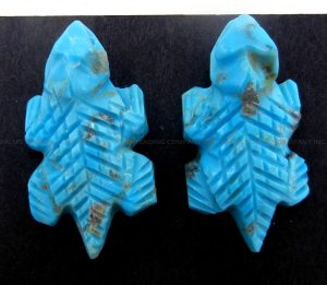 Zuni carved turquoise horned toad earrings