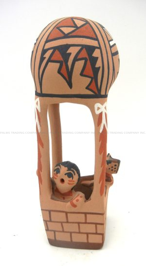 Jemez hot air balloon figurine with boy and dog by Bonnie Fragua