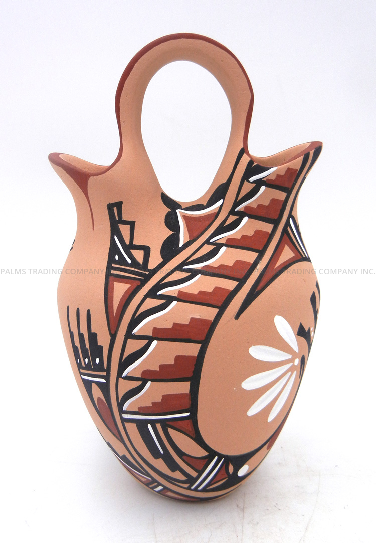 Native American Wedding Vase Orange Navajo Wedding Vase 2 Sided 