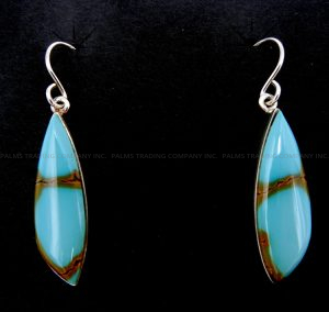 Navajo Hubei Polychrome turquoise and sterling silver dangle earrings by Sheryl Martinez