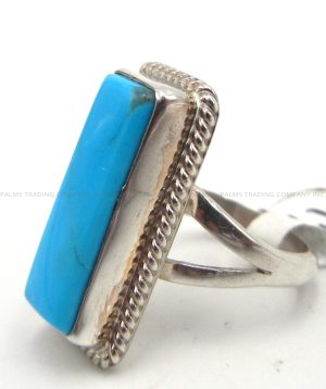 Navajo Rectangular Turquoise and Sterling Silver Ring