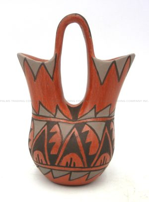 Jemez small handmade and hand painted red polished wedding vase by Juanita Fragua
