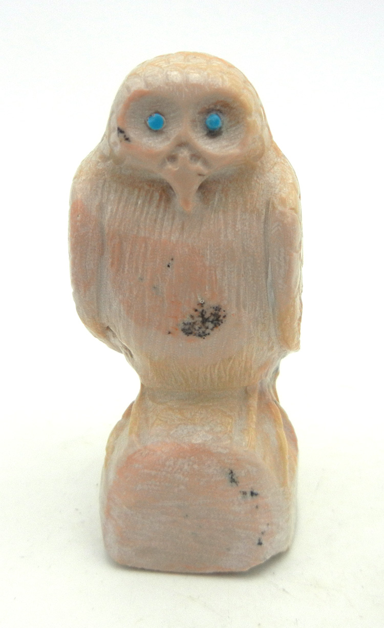 Zuni carved stone picasso marble owl fetish by Derrick Kamasee