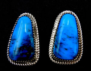 Navajo turquoise and sterling silver post earrings by Leslie Nez