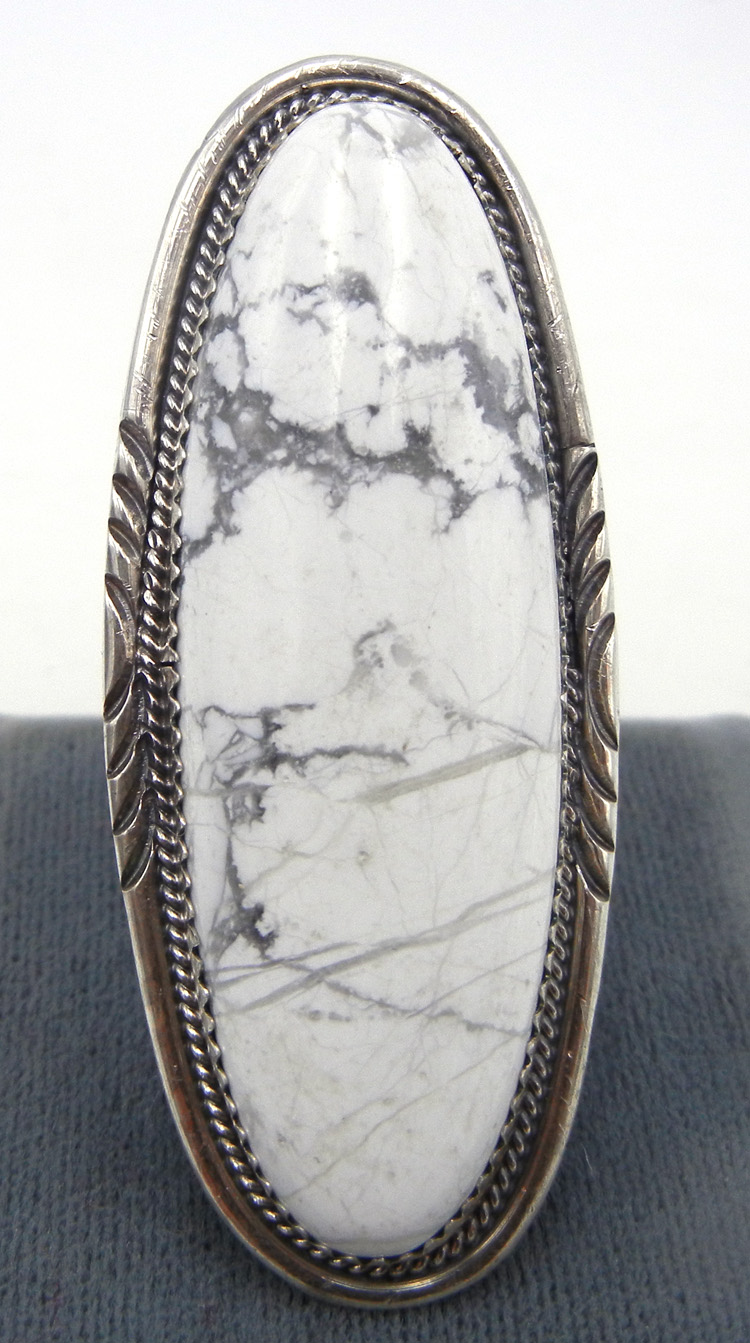 Navajo large howlite and sterling silver ring