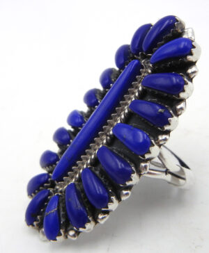Navajo Lapis and Sterling Silver Cluster Ring