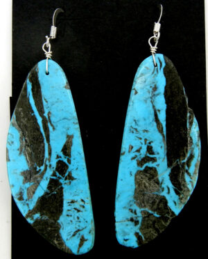 Santo Domingo large turquoise slab earrings by Kimberly Garcia