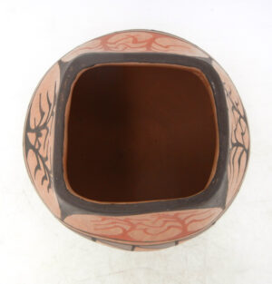 Jemez Juanita Fragua Handmade and Hand Painted Square Rim Polychrome Jar
