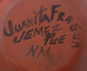 Jemez Juanita Fragua Handmade and Hand Painted Square Rim Polychrome Jar