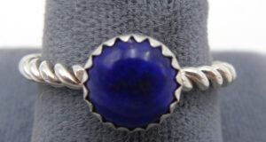 Navajo lapis and sterling silver rope pattern ring