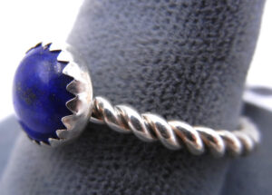 Navajo Lapis and Sterling Silver Rope Pattern Ring