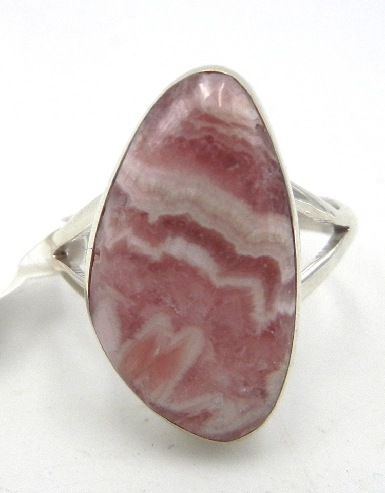 Navajo small rhodochrosite and sterling silver ring by Cathy Webster