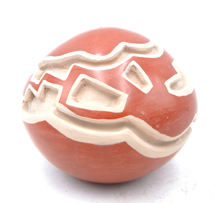 Santa Clara red polished and carved avanyu seed pot by Eric Tafoya