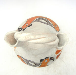 Acoma Vintage Handmade and Hand Painted Parrot Design Wedding Vase, circa 1950s