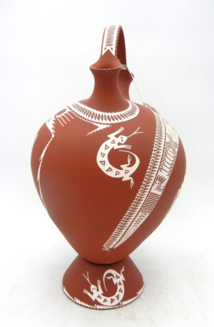 Mata Ortiz Rosario Veloz Handmade and Hand Painted Multi-Design Wedding Vase with Handmade Stand