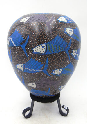 Mata Ortiz Efrain Lucero Andrew Handmade and Hand Painted Polychrome Fish Vase