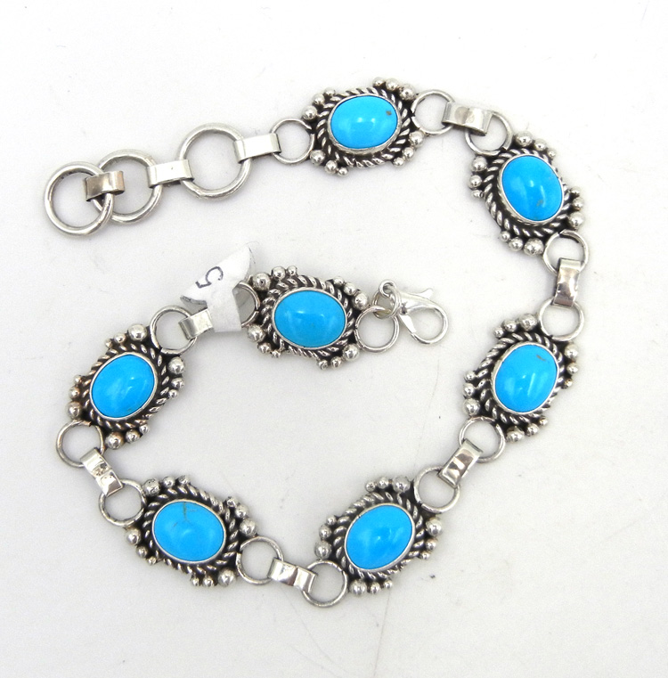 Navajo turquoise and sterling silver link bracelet