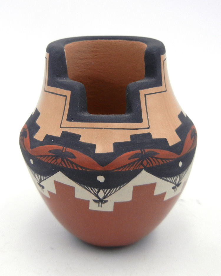 Jemez small handmade and hand painted step rim vase by Dory Sandia