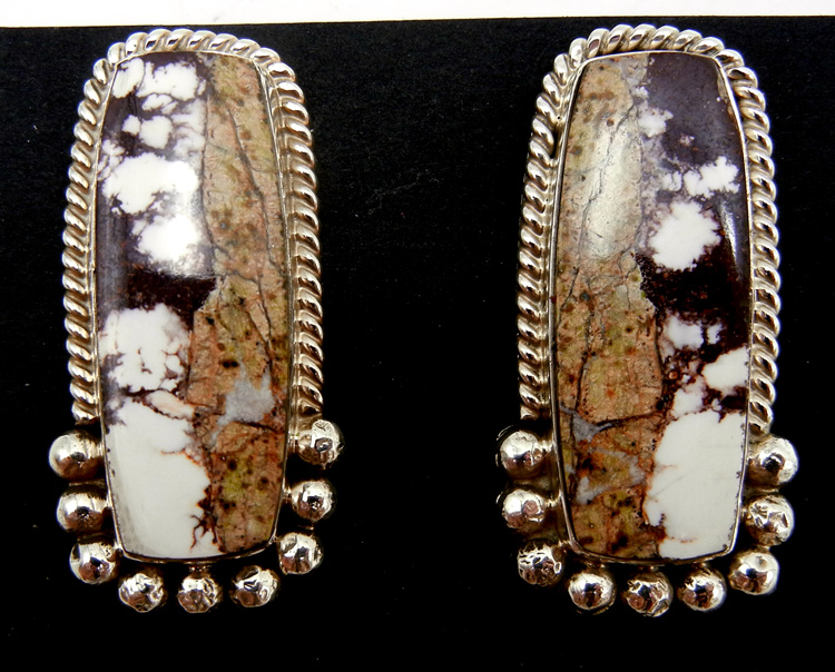 •WILD HORSE JASPER KITE• Navajo silver dangle earrings main image 1