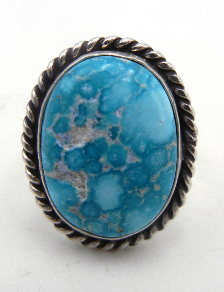 Navajo small turquoise and sterling silver ring by Tyler Brown