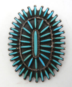 Zuni vintage turquoise needlepoint and sterling silver pin/pendant