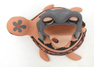 Jemez Chrislyn Fragua Turtle Figurine with Piggyback Frog