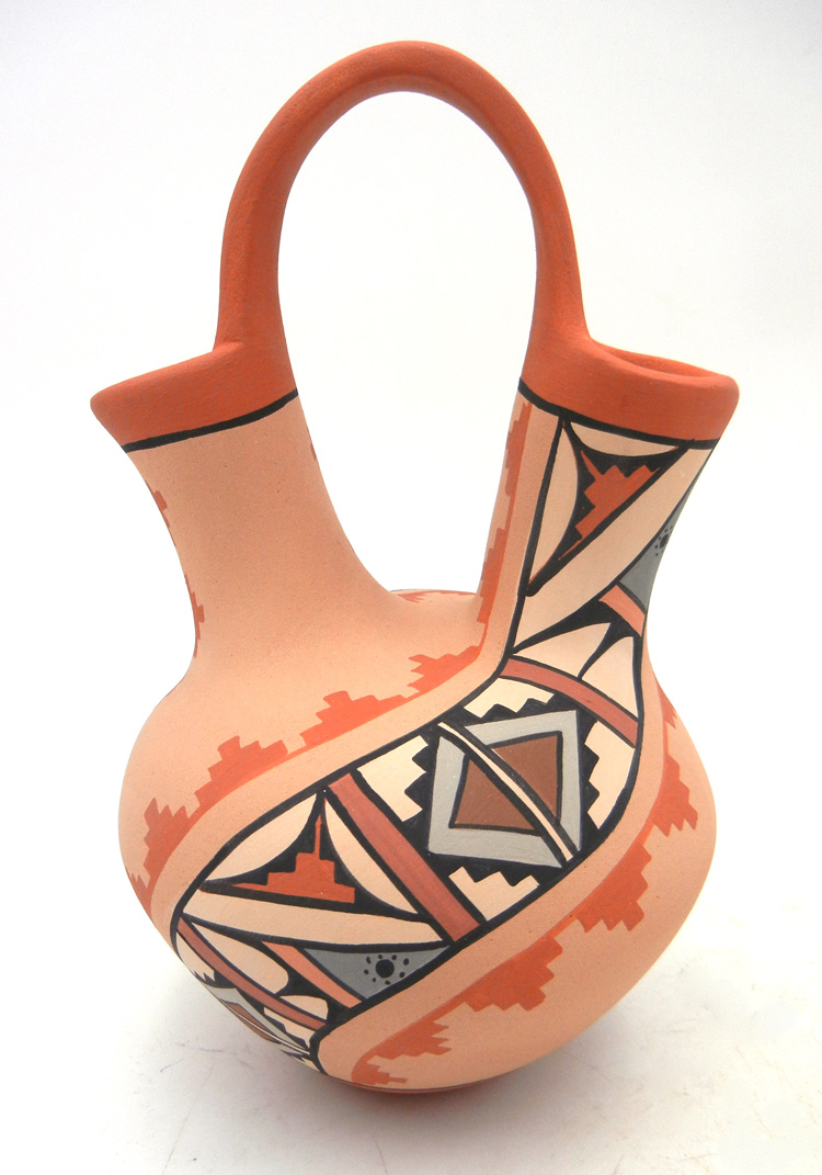 Jemez handmade and hand painted polychrome weather pattern wedding vase by Chrislyn Fragua