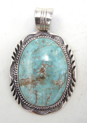 Navajo Dry Creek turquoise and sterling silver pendant by Will Denetdale