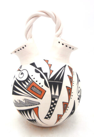 Acoma handmade and hand painted traditional wedding vase by Dylene Cheromiah