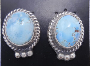 Navajo Golden Hills turquoise and sterling silver post earrings
