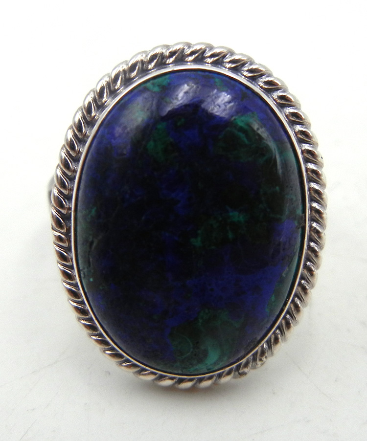 Navajo azurite and sterling silver ring