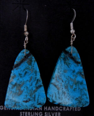 Santo Domingo triangular turquoise slab earrings by Louise Pete