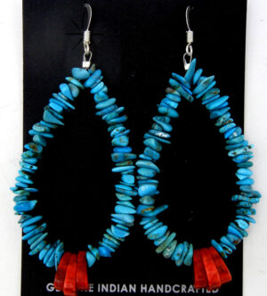 Santo Domingo turquoise and apple coral jacla earrings by Ivana Garcia