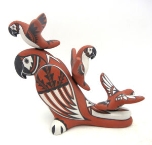 Jemez Darrick Tsosie Handmade and Hand Painted Four Parrot Figurine
