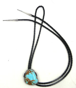 Navajo Mary Vandever #8 Turquoise and Sterling Silver Bolo Tie