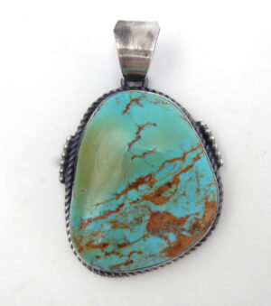 Navajo #8 turquoise and sterling silver pendant by Mary Vandever