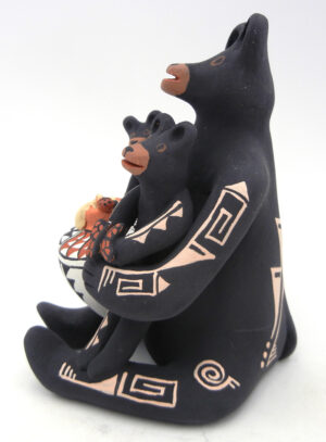 Jemez Carol Lucero Gachupin Seated Bear Storyteller with Two Cubs and Pot of Honey