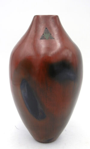 Navajo pine pitch square rimmed vase with etching by Alice Cling